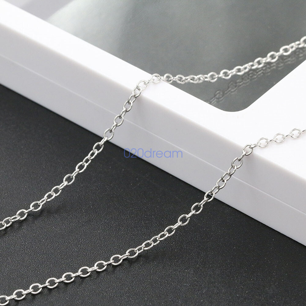Real Solid 925 Sterling Silver Necklace 1.5mm Trace Chain 14-26″ inches Stamped