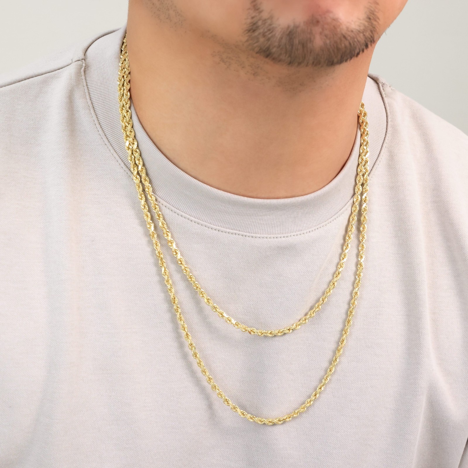 18k Yellow Gold 4mm Diamond Cut Rope Chain Italian Necklace Mens Womens 16″-28″