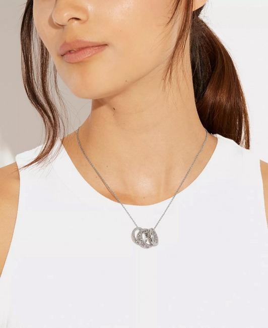 NWT Coach Signature Metal Openworks Necklace Silver Tone