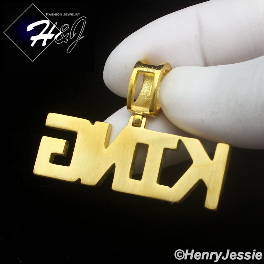 MEN’s Stainless Steel ICY Bling CZ Gold Plated HipHop “KING” Letter Pendant*G148