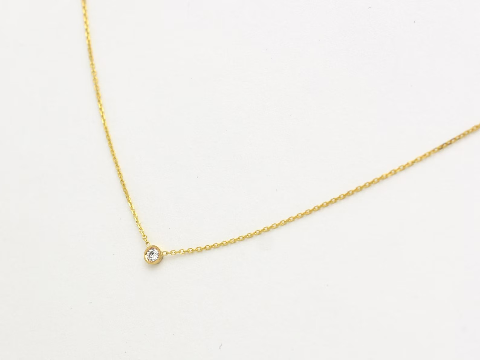Lab Grown Diamond 0.50 Ct Round EF VS Solitaire Bezel Necklace 14K Yellow Gold