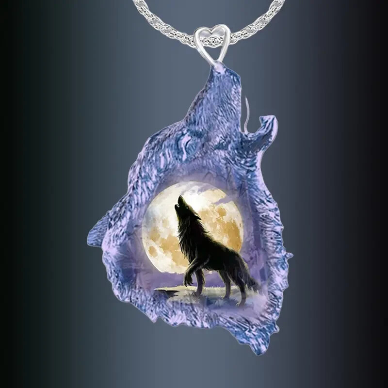 Beautiful Inner Wolf On Howling Wolf Pendant & 17″ Necklace! FREE SHIP IN USA