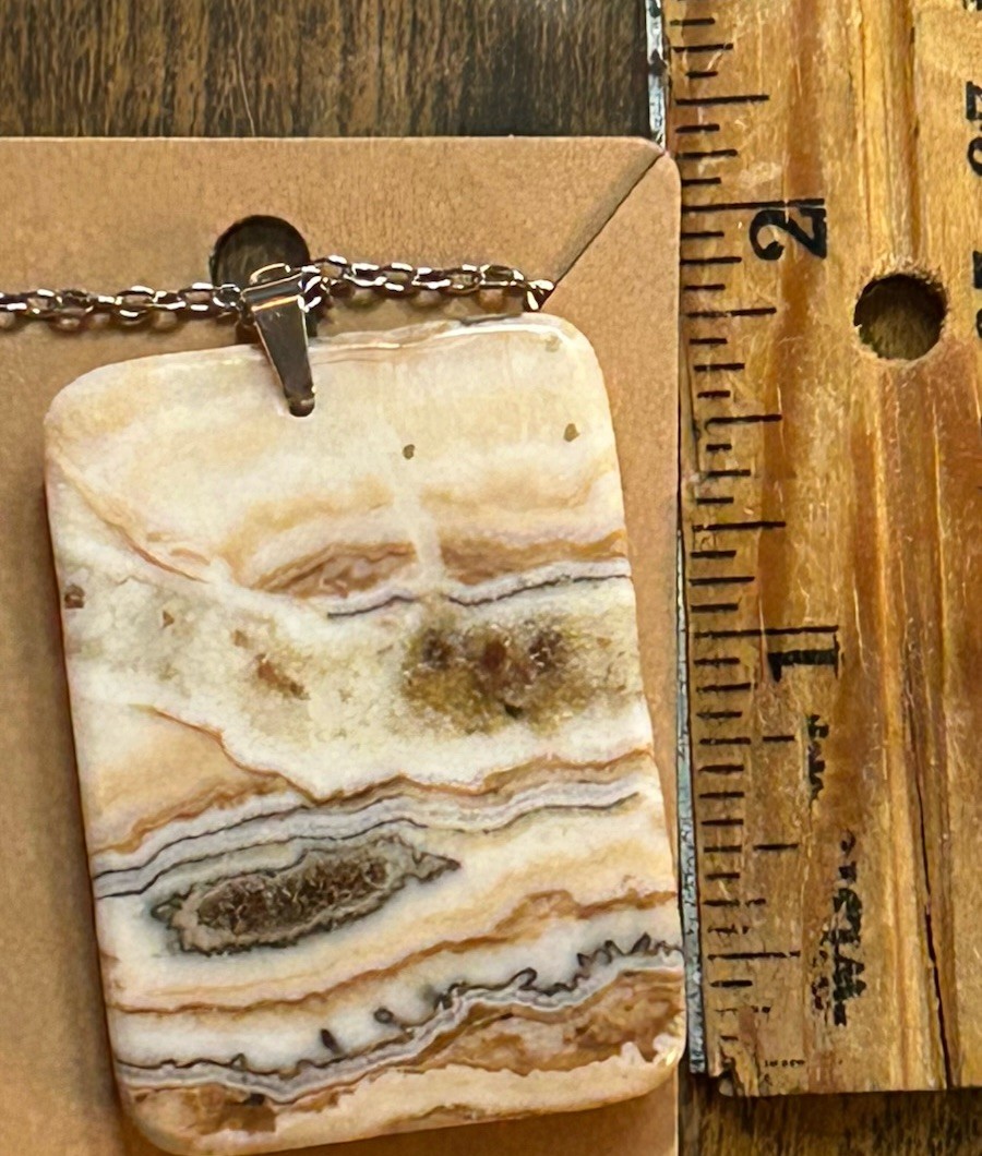 E652 Oblong Grain Stone Pendant Bead 47*34*7mm Necklace