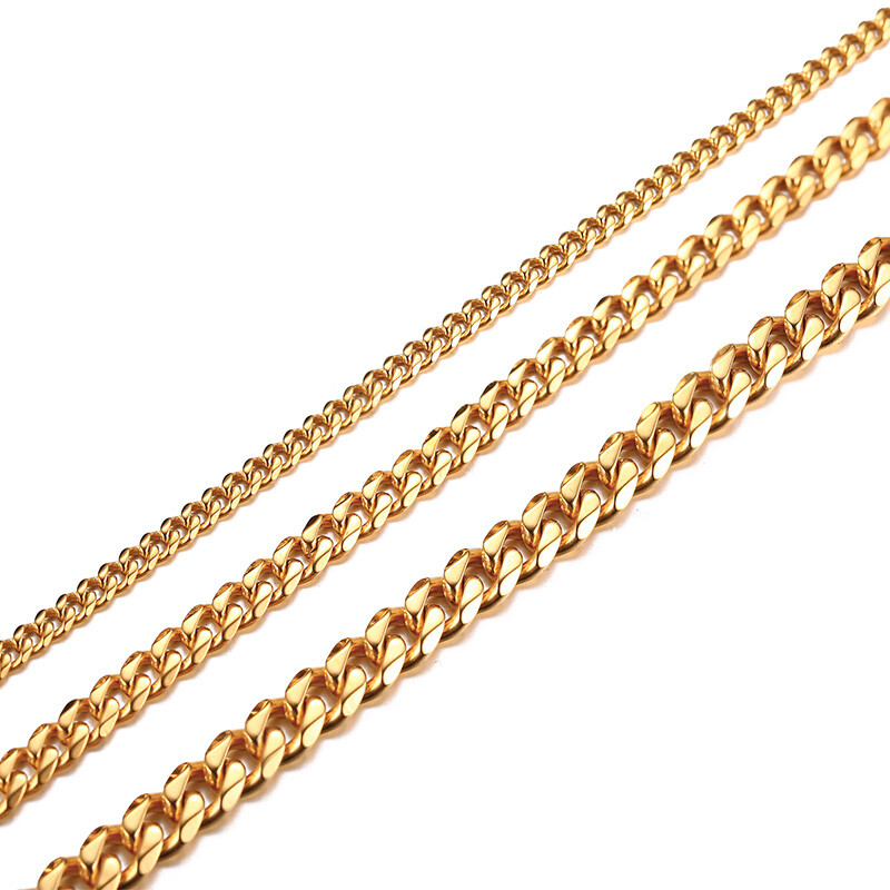 Vnox 3-7MM Cuban Curb Flat Link Chain Men Necklace Choker Stainless Steel 18-22″