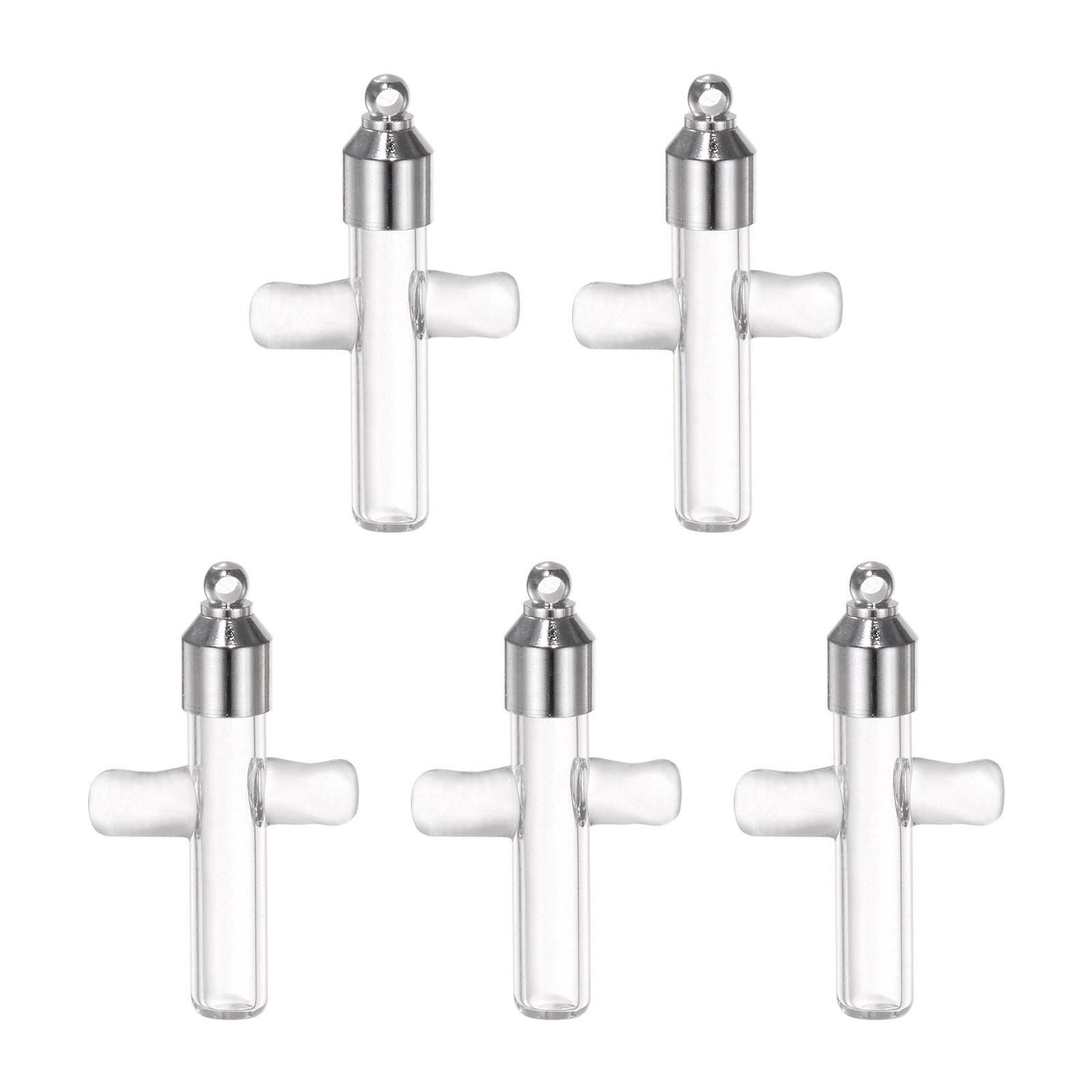 5pack Name on Rice Glass Vial Pendant Cross