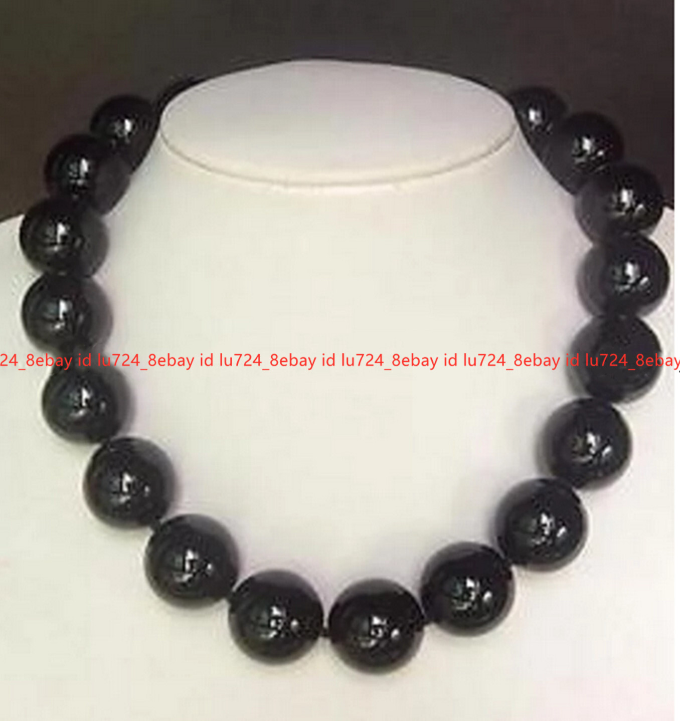Huge 20mm Genuine Natural Black Agate Round Gemstone Beads Necklaces 16-28″