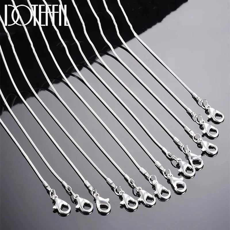 5/10pcs Wholesale 925 Sterling Solid Silver 1mm Snake Chain Necklace For Women