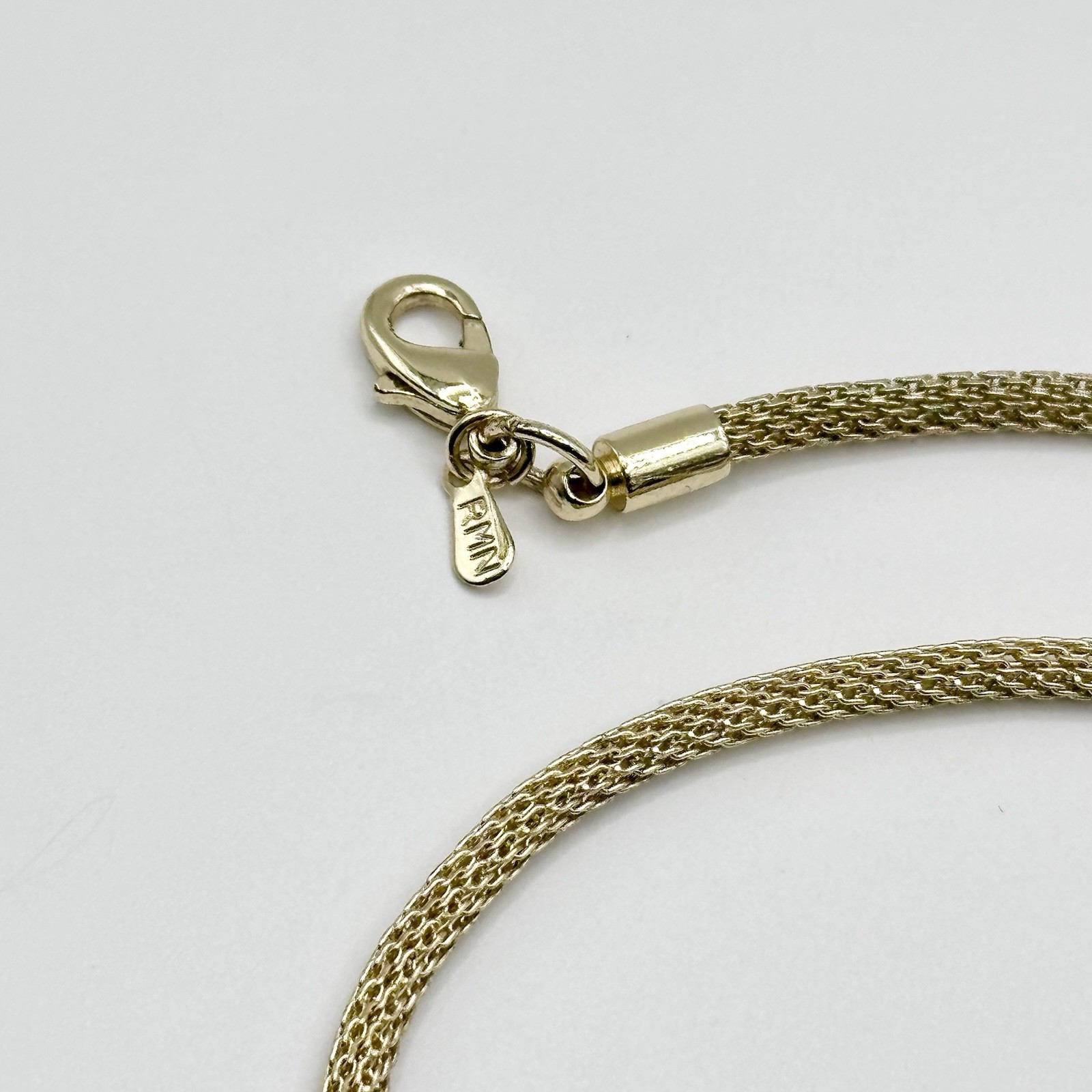 Vintage Gold Tone Mesh Chain Necklace Signed RMN Roman 18-22”
