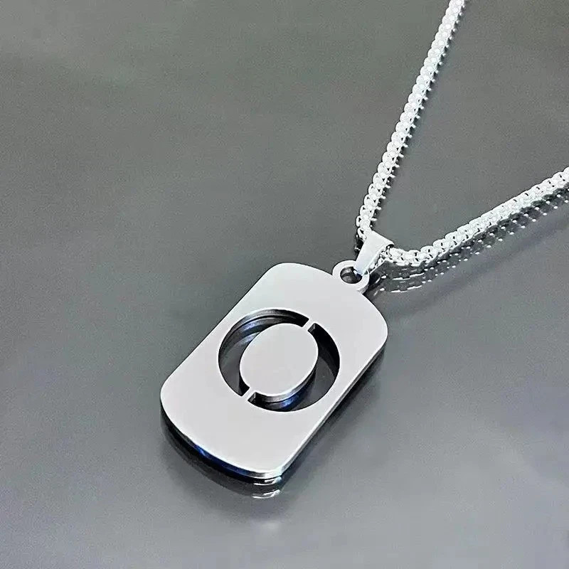Fashion Punk A-Z Initial Tag Letter Stainless Steel Pendant Necklaces for Men