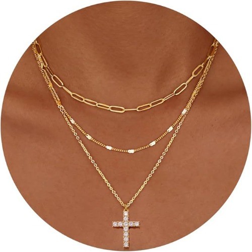 New exquisite 14K gold-plated fashion bow paperclip pendant necklace