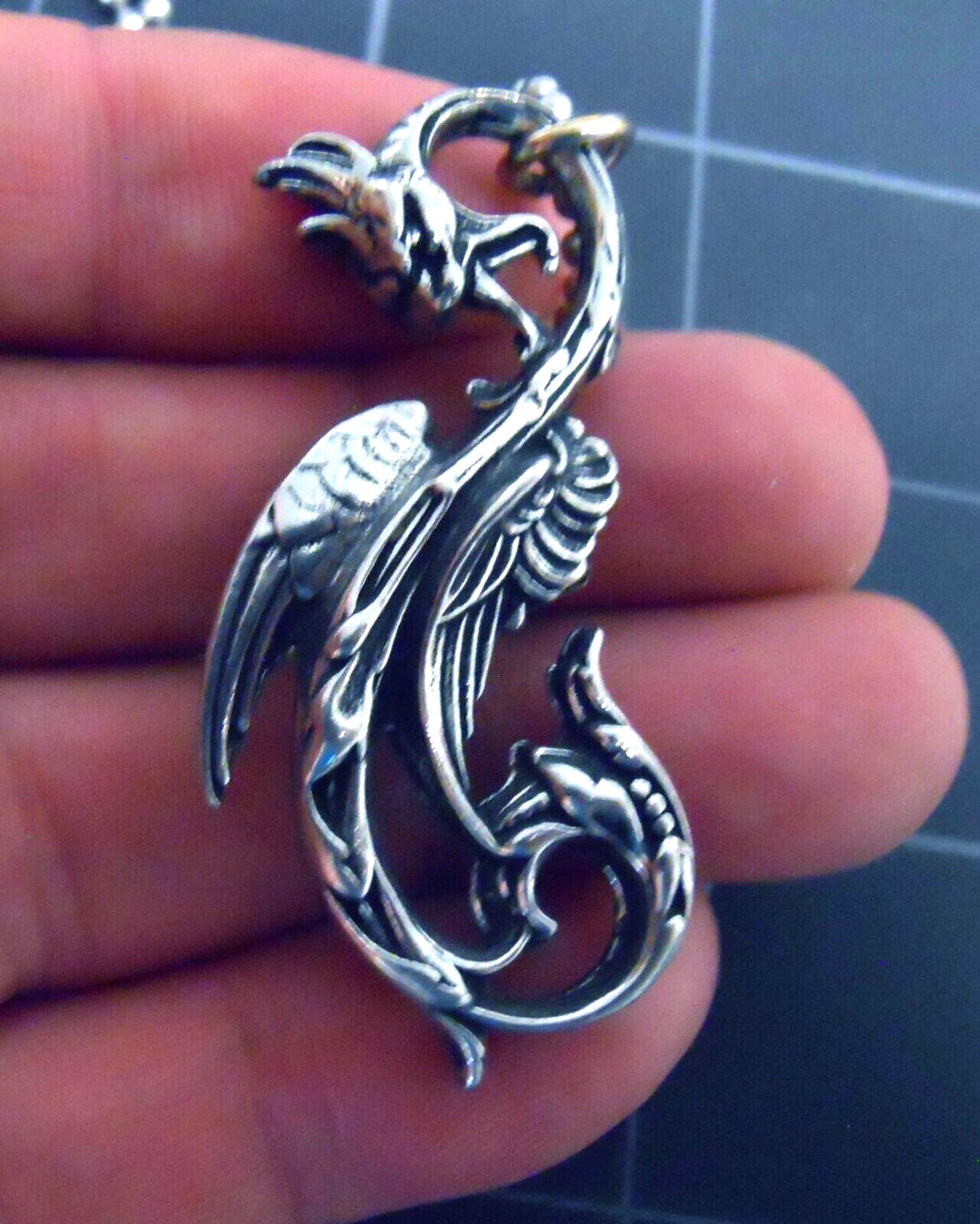 DRAGON OF THE MOON Pendant Stainless Ball Chain New Gothic Necklace