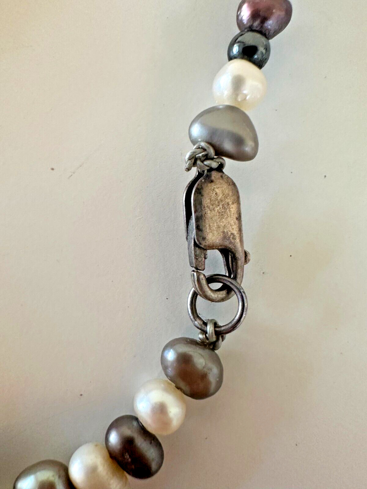 Paintbrush Jasper Pearl Necklace Pendant Asian Moon Sterling Silver Iridescent