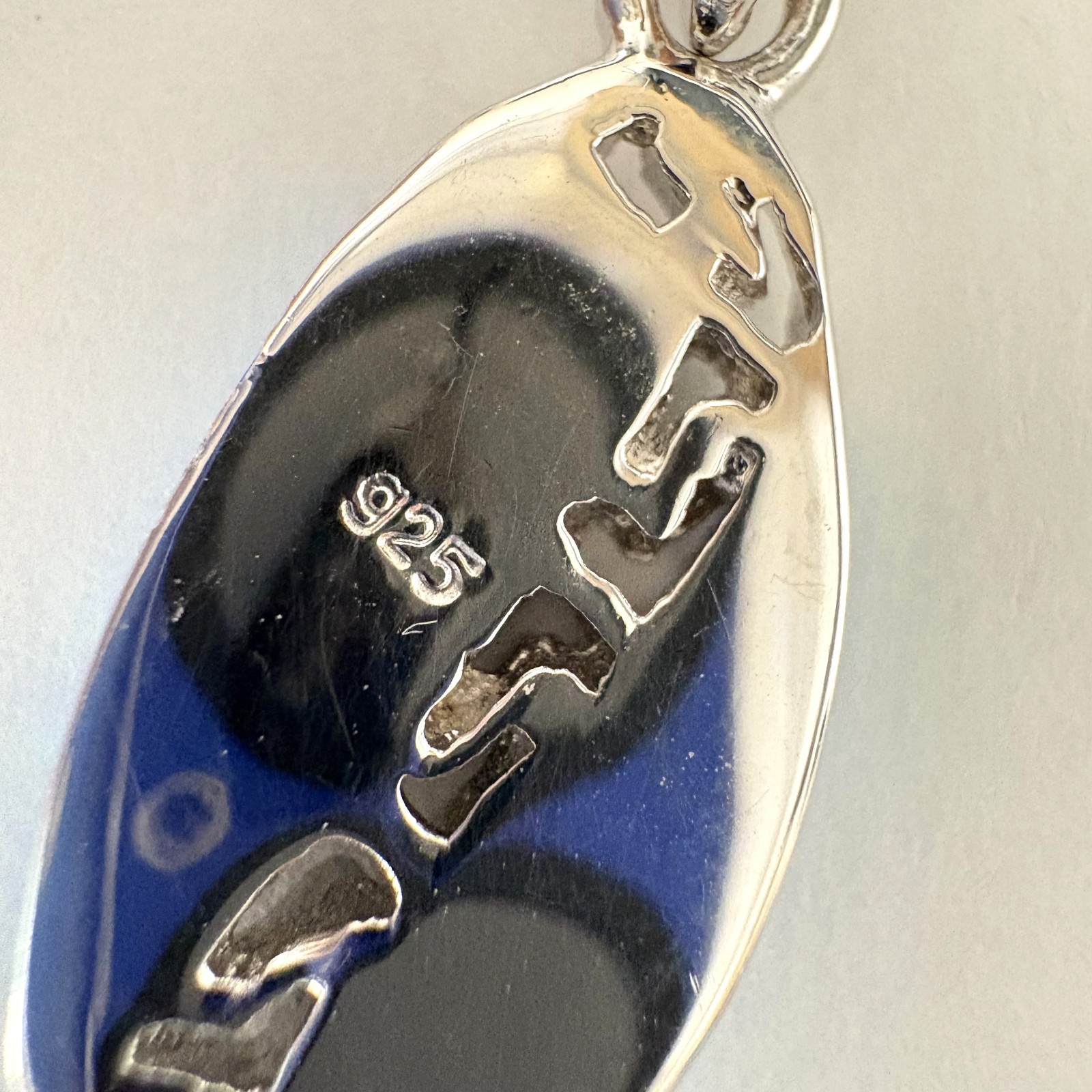 Sterling Silver Blue Fire Opal Surfboard Wave Pendant 925 Hawaiian Style Inlay