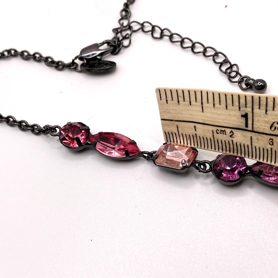 Pink Y Drop necklace black tone metal 46cm adjustable Next costume jewellery