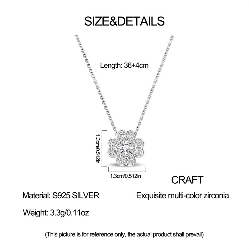 PANDACH 925 Sterling Silver Sparkling Lucky Star Pendant Necklace For Women Gift