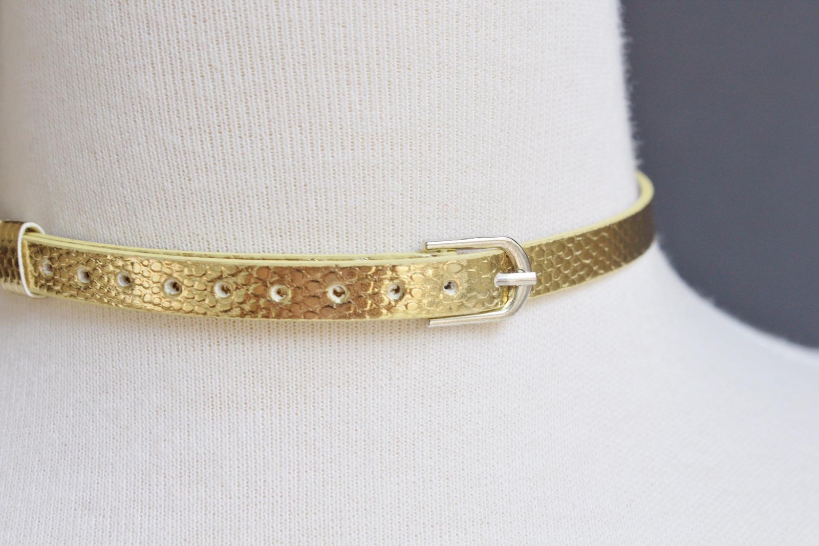 Gold faux leather choker adjustable buckle choker necklace 14 – 16″ long