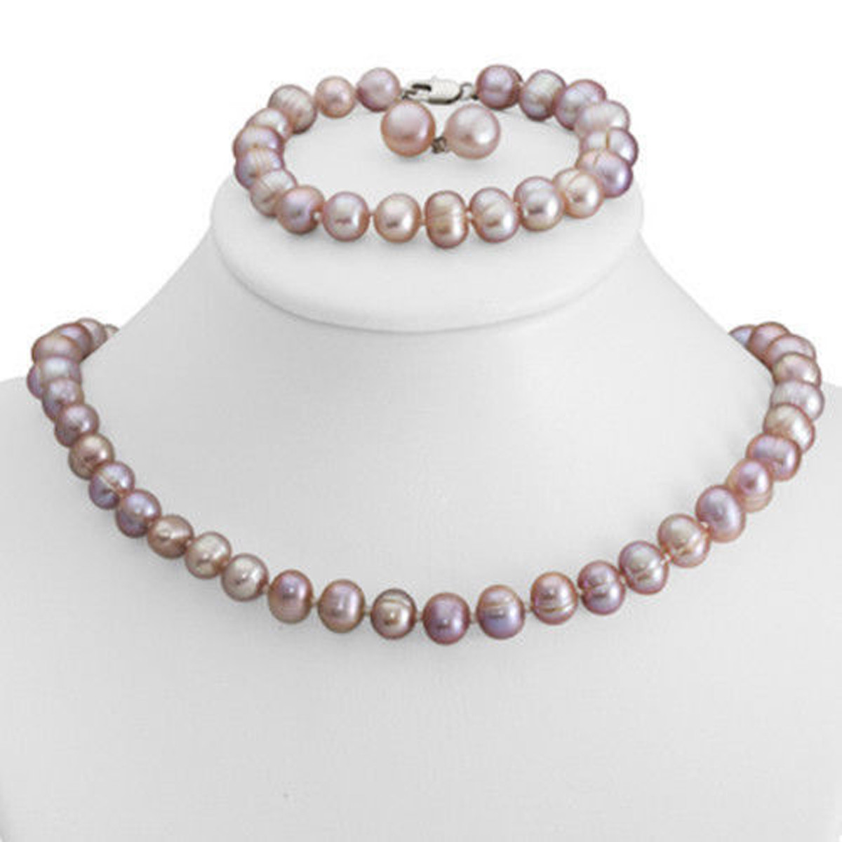 7-8mm Real Natural Freshwater Pearl Necklace Bracelet Earrings Jewelry Set