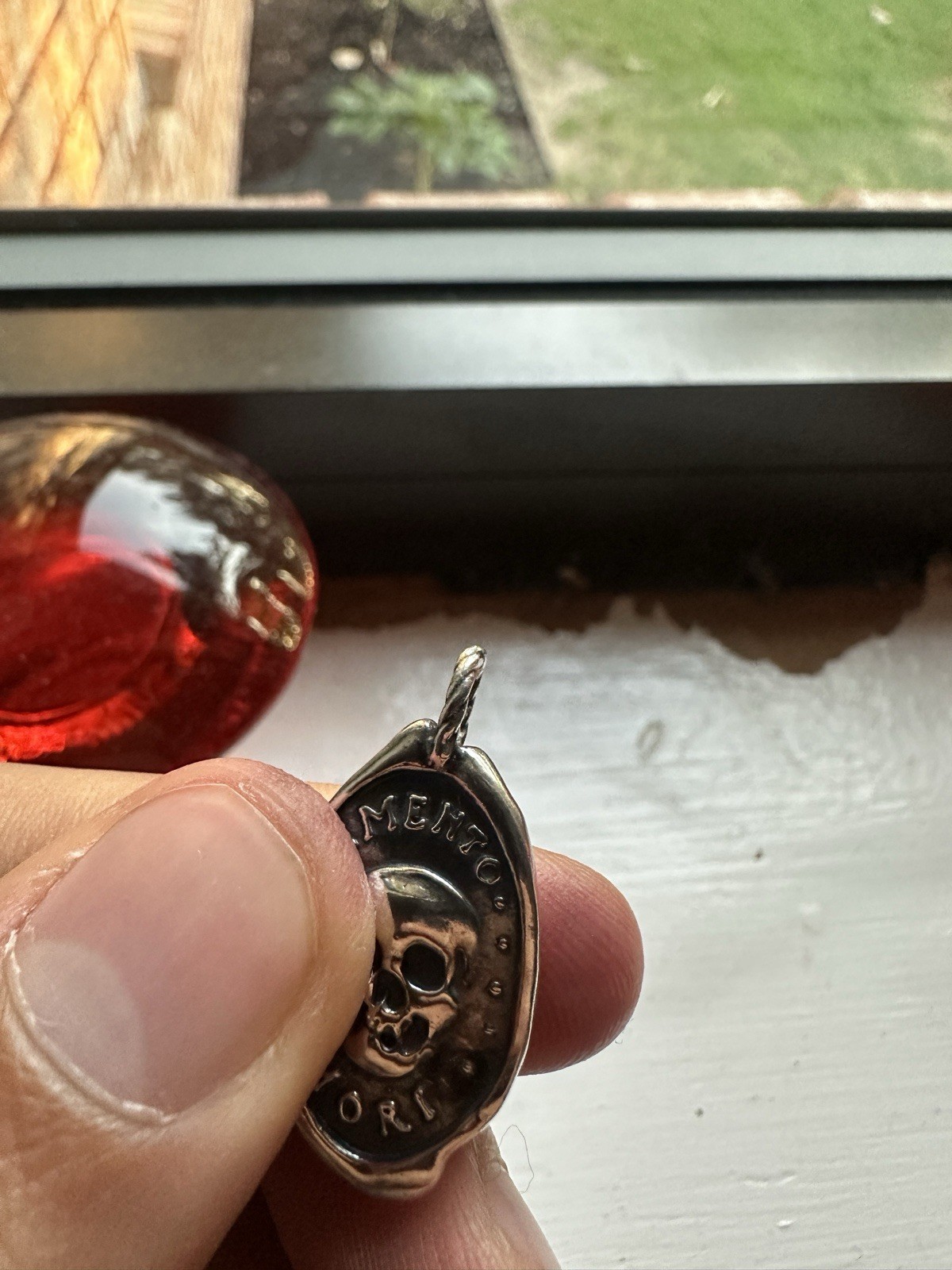 925 Sterling Silver Memento Mori Skull Wax Seal Pendant Unisex 5.4g Stoic Unisex