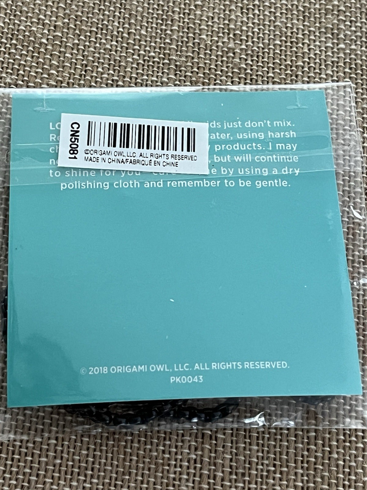 Origami Owl Black Chain NIP
