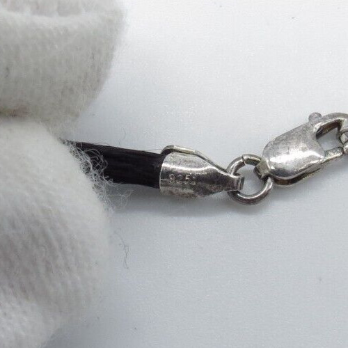 Berry Cluster Metal Pendant Necklace Funky Black Cord Sterling Silver Clasp 18″