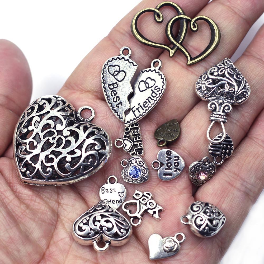Mixed Butterfly Wings Flower Heart Moon Key Charm Pendants DIY Crafts Supplies
