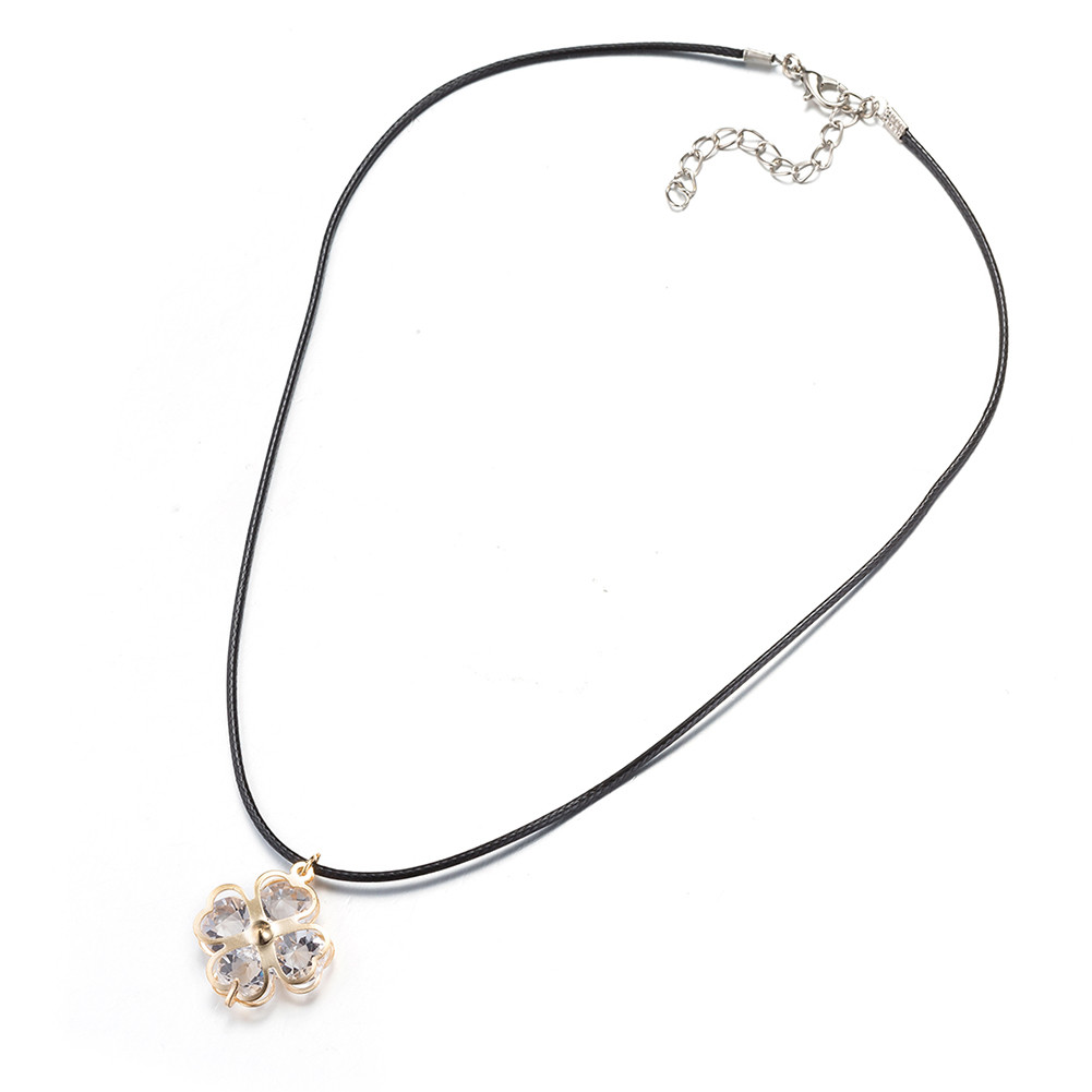Elegant 18k Yellow Gold Plated Glass Flora Penant Woman Gift Necklace N-A558