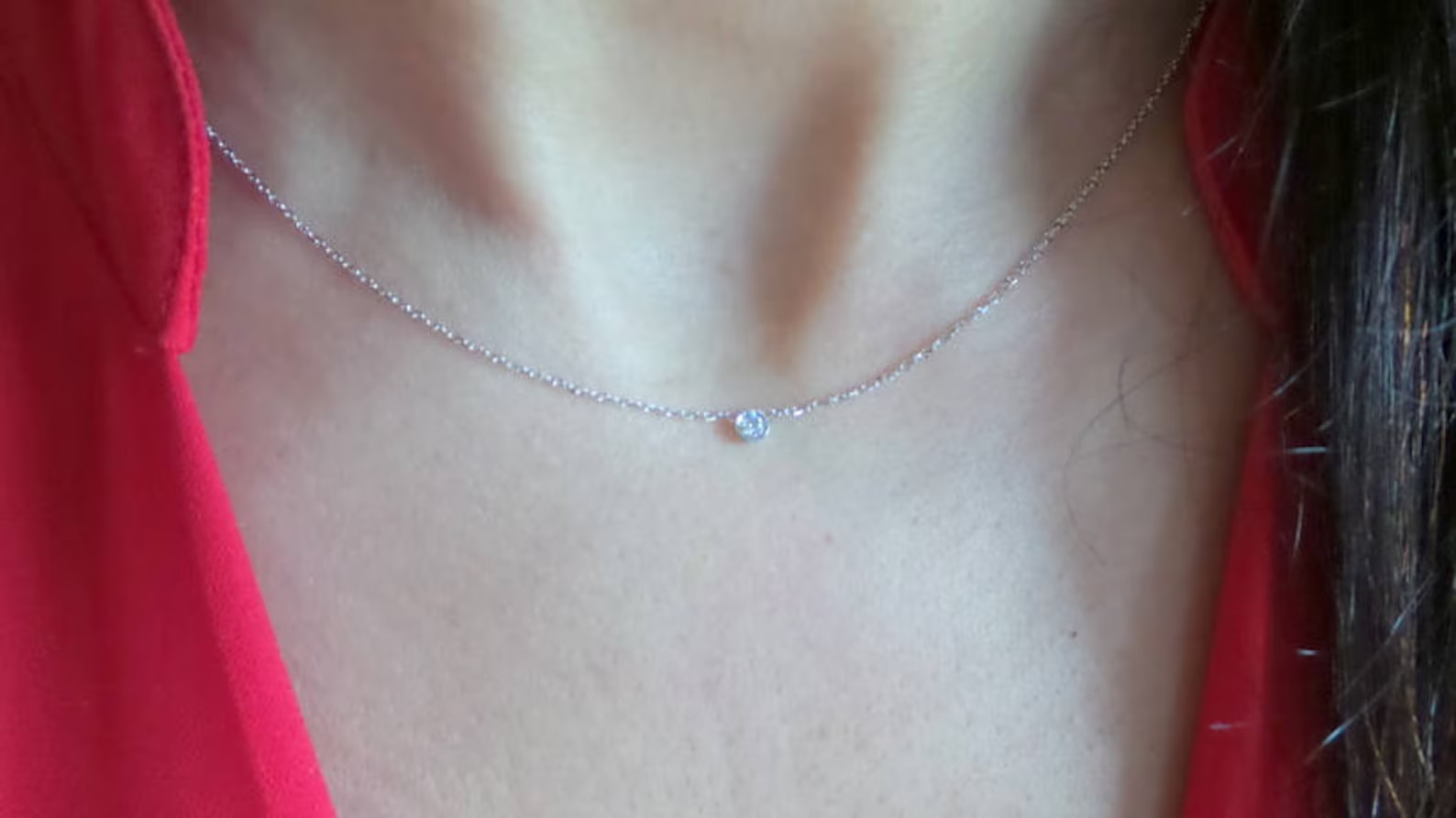 Lab Grown Diamond 0.50 Ct Round EF VS Solitaire Bezel Necklace 14K Yellow Gold