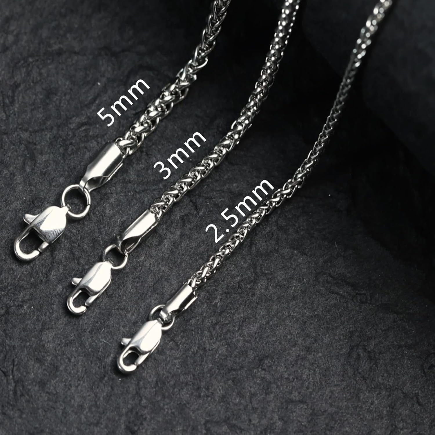 Silver Tone Stainless Steel Wheat Chain Necklace for Men and Women, Simple Jewel