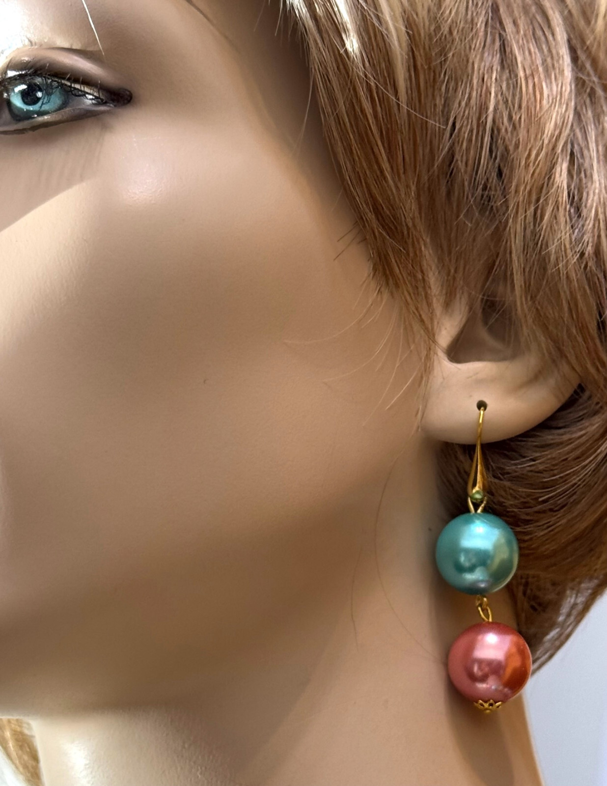 Pastel Color Glass Pearls Necklace/Earrings Set, Handmade in the USA