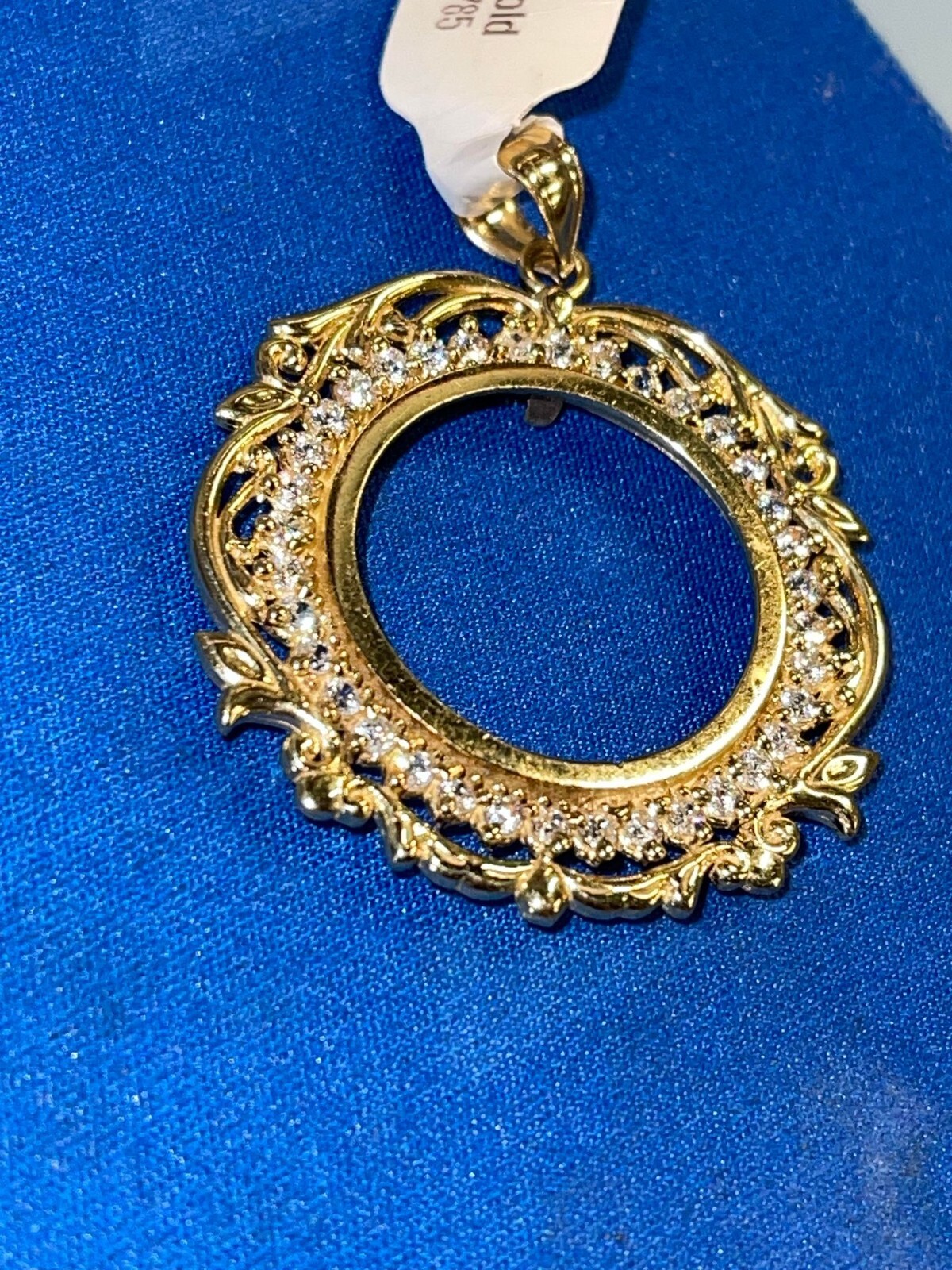 For 10 Peso Coin 7.7g 14k Yellow Gold Bezel Greek Key Bizel Moneda Cubic Zarcon