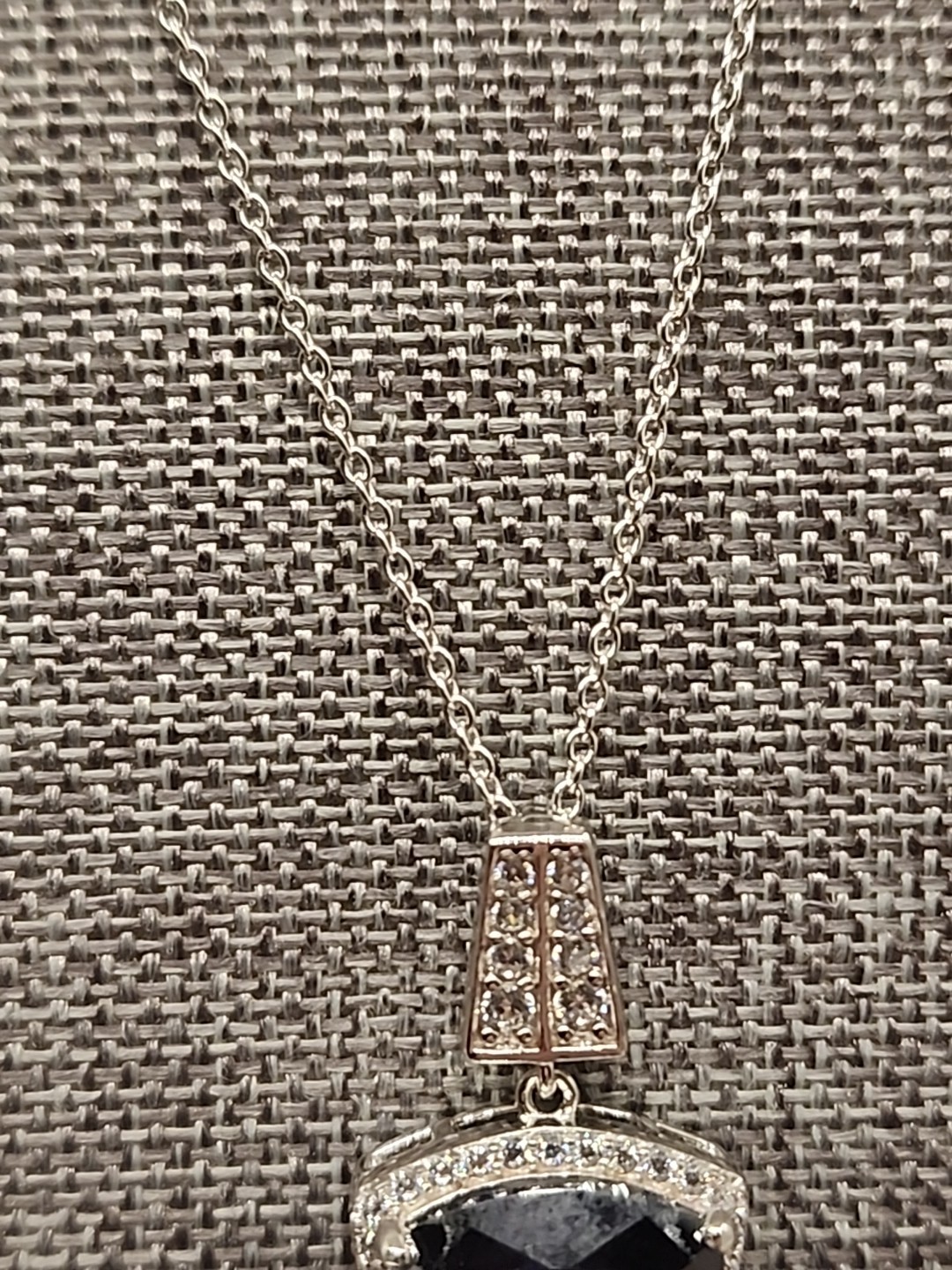 Blue Trillion Cut CZ Pendant w/ White Sapphire Accents