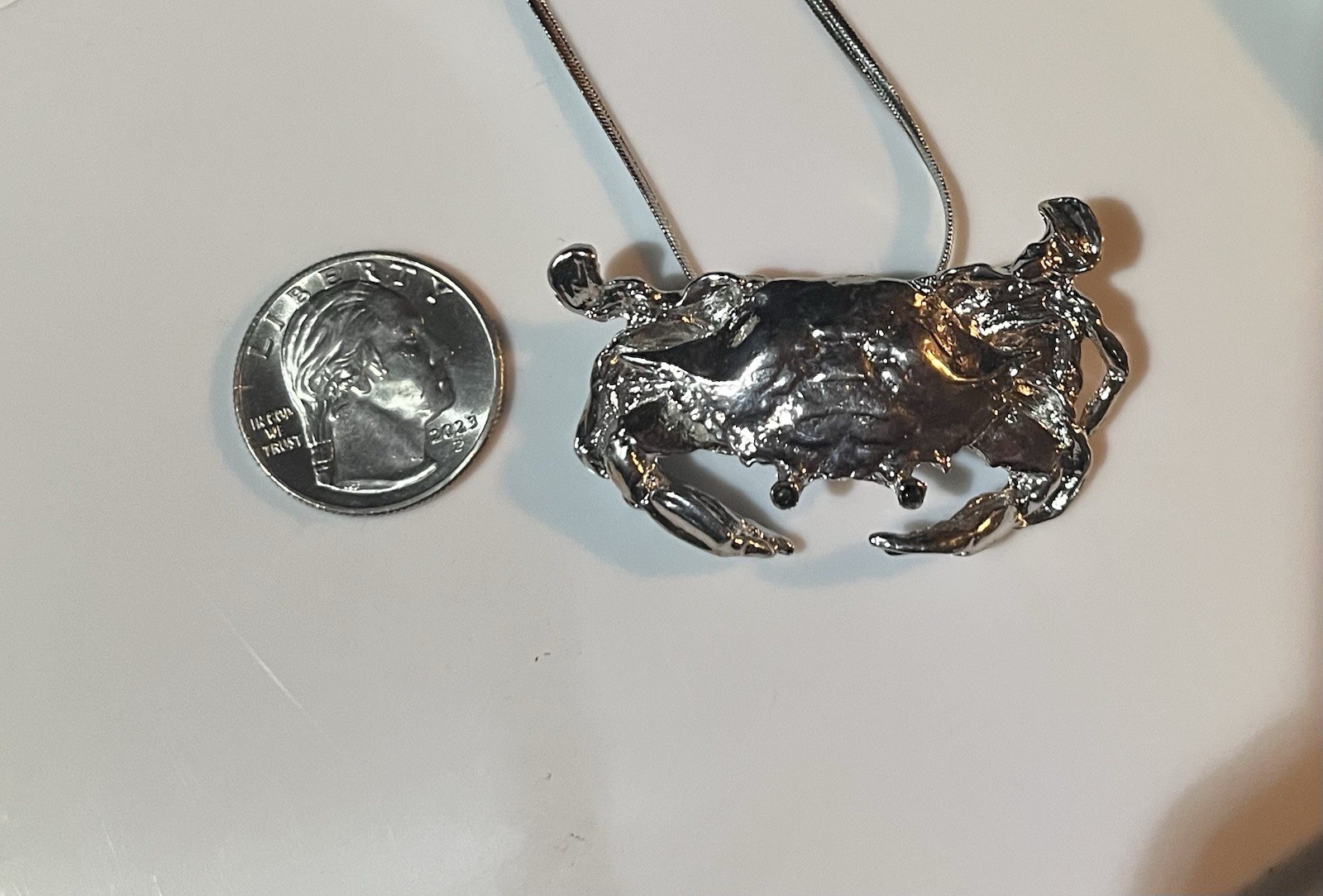 Crab Necklace Rhodium Finish