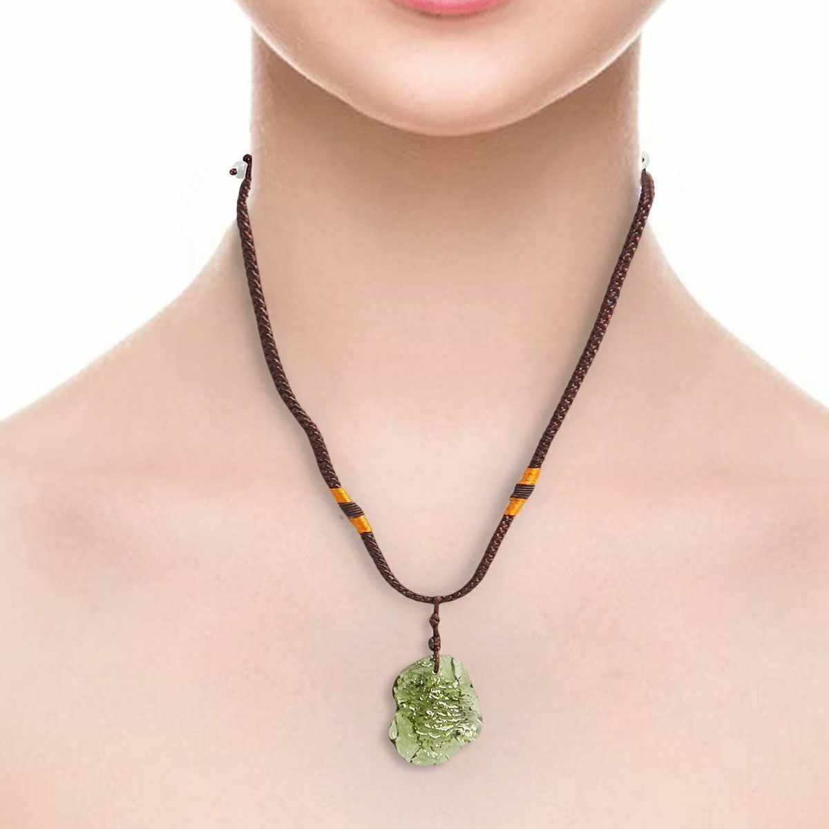 Natural Green Czech Moldavite Meteorite Impact Pendant Necklace Chakra Healing