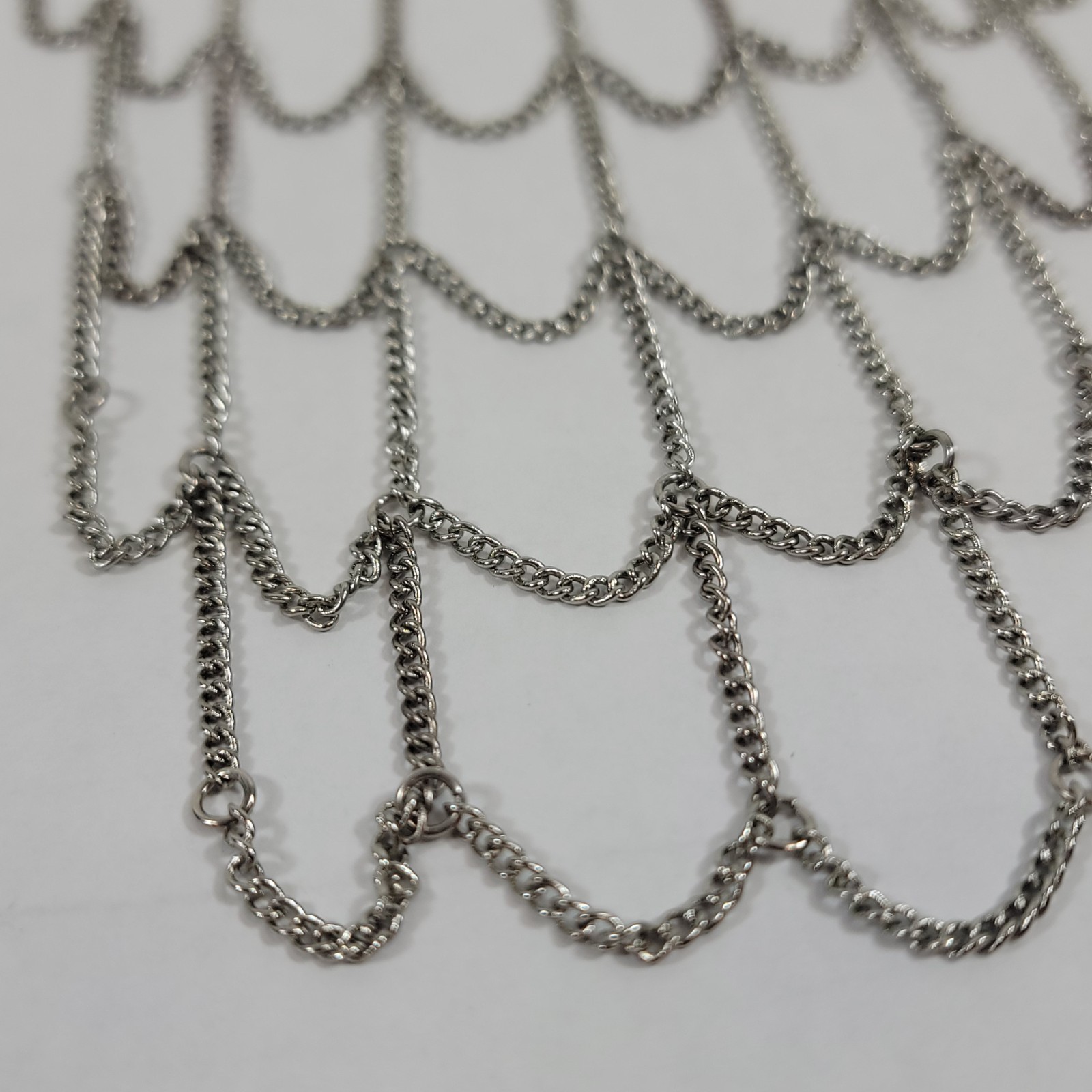 Unique Hoop Collar Chainmail Chainlink Style Silver Tone Metal Necklace Choker
