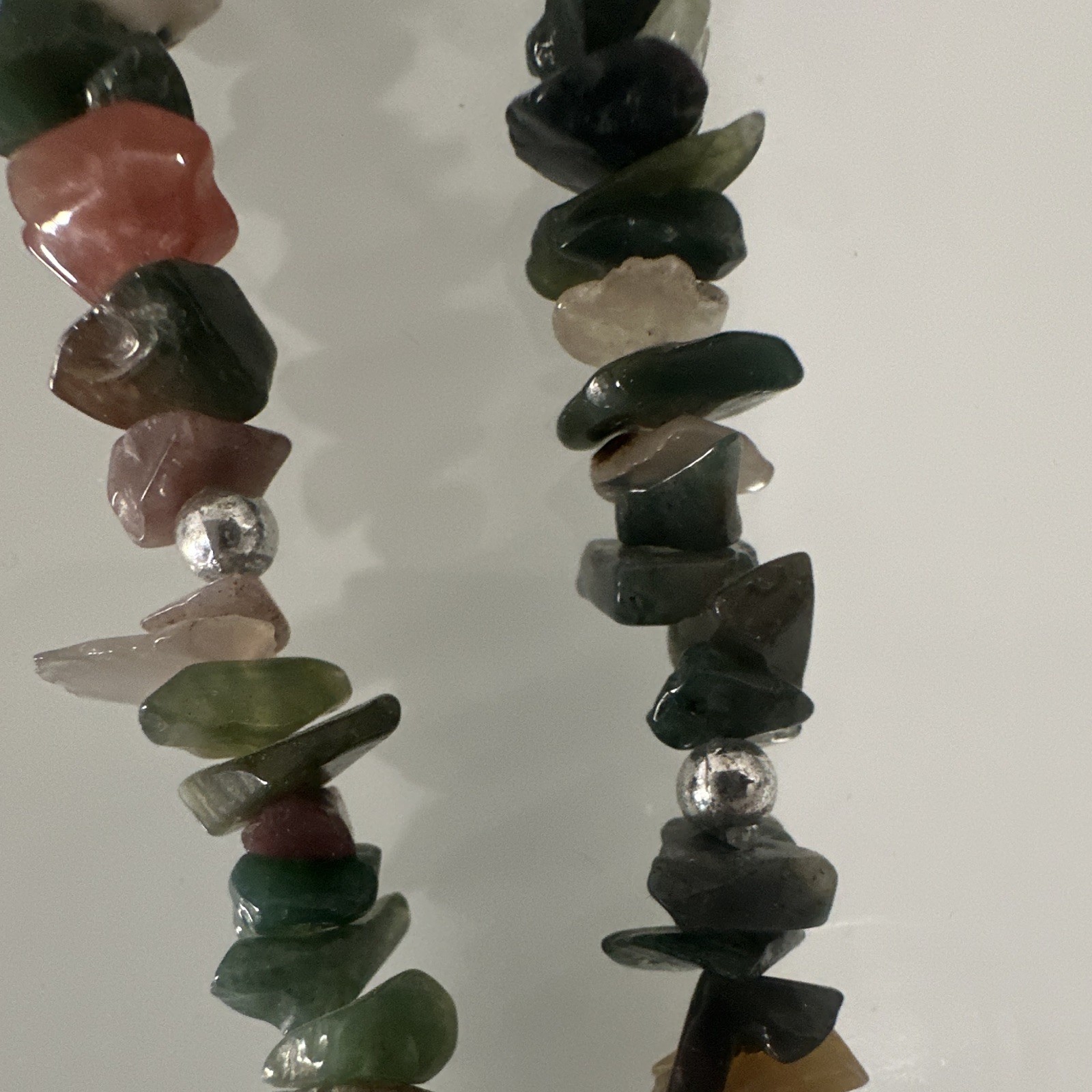 Vintage Fancy Jasper Gemstone Chip Necklace Green Slab Pendant Boho