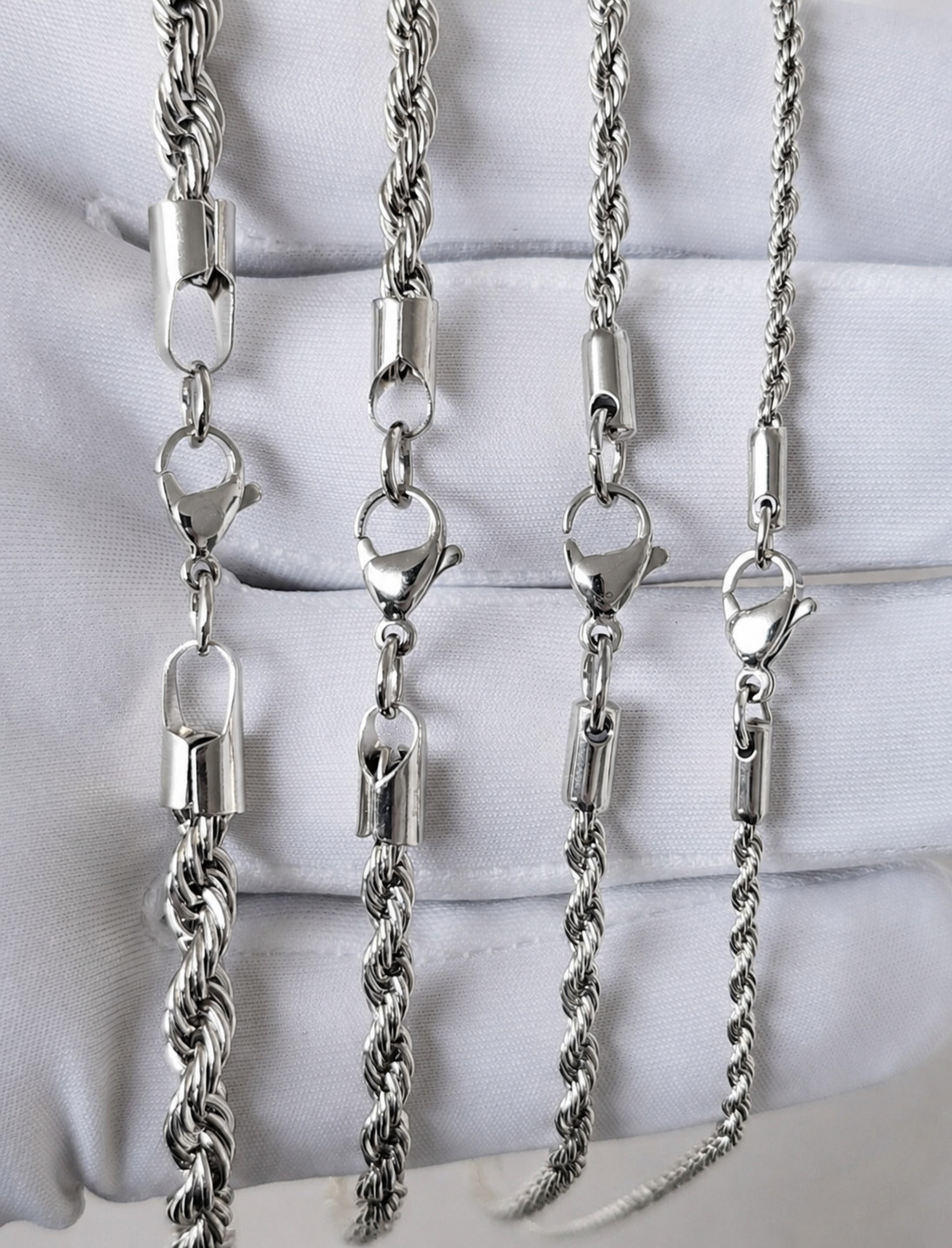 Stainless Steel Rope chain 2,3,4,5mm Size 16-24in HipHop Jewelry Men, Women Gift
