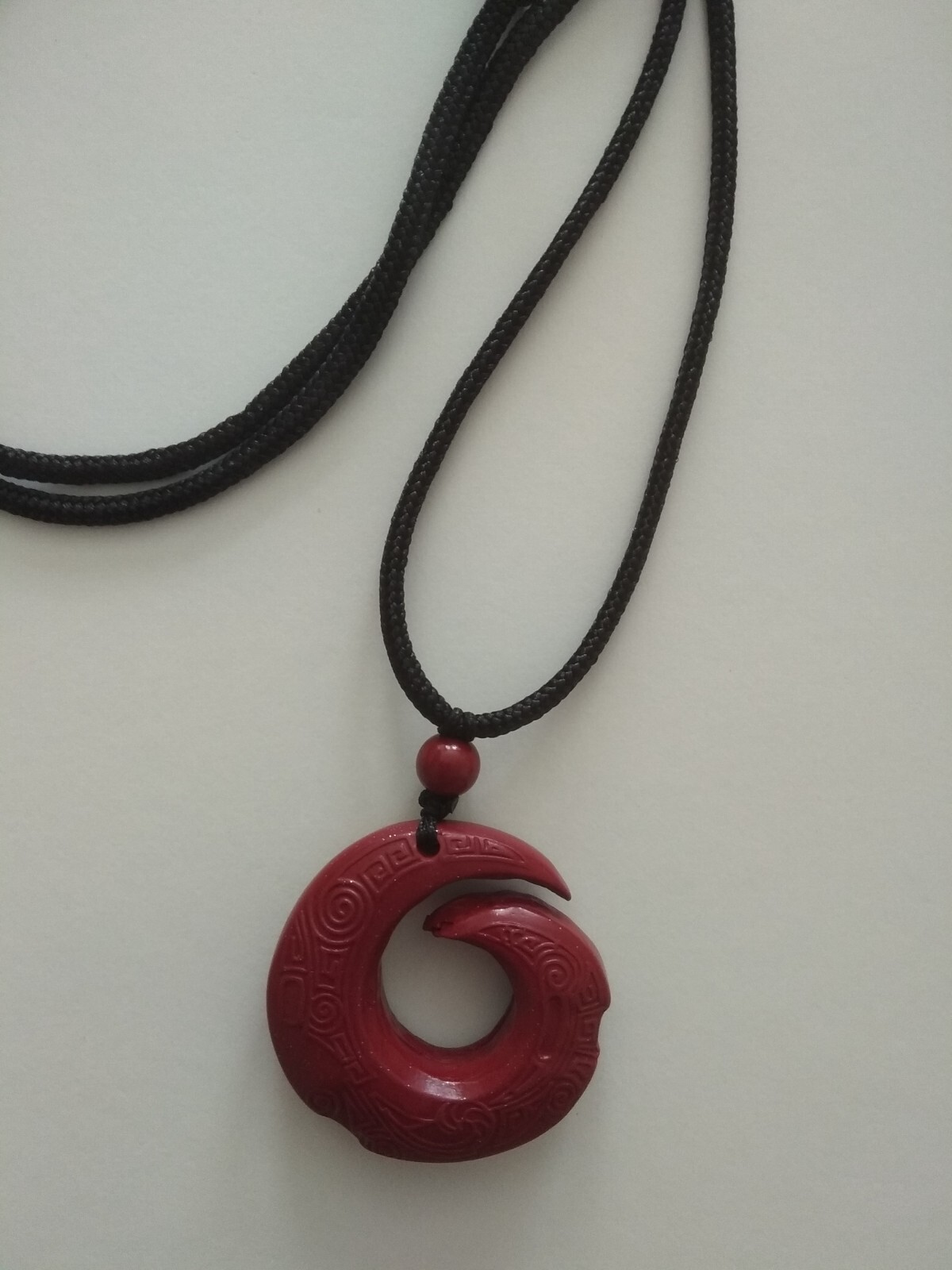 Natural 32x32mm Dark Red Carved Cinnabar Pendant on Brown Rope Necklace-514-6