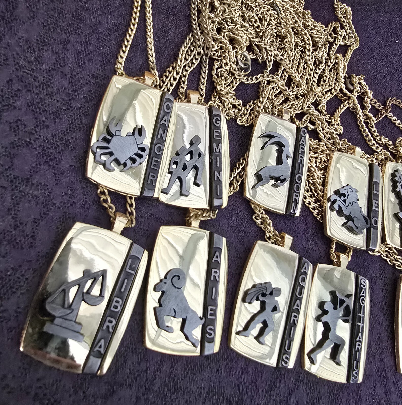 12 – Goldtone Horoscope Zodiac Signs Dog Tag Pendant Necklace 12 – Constellation