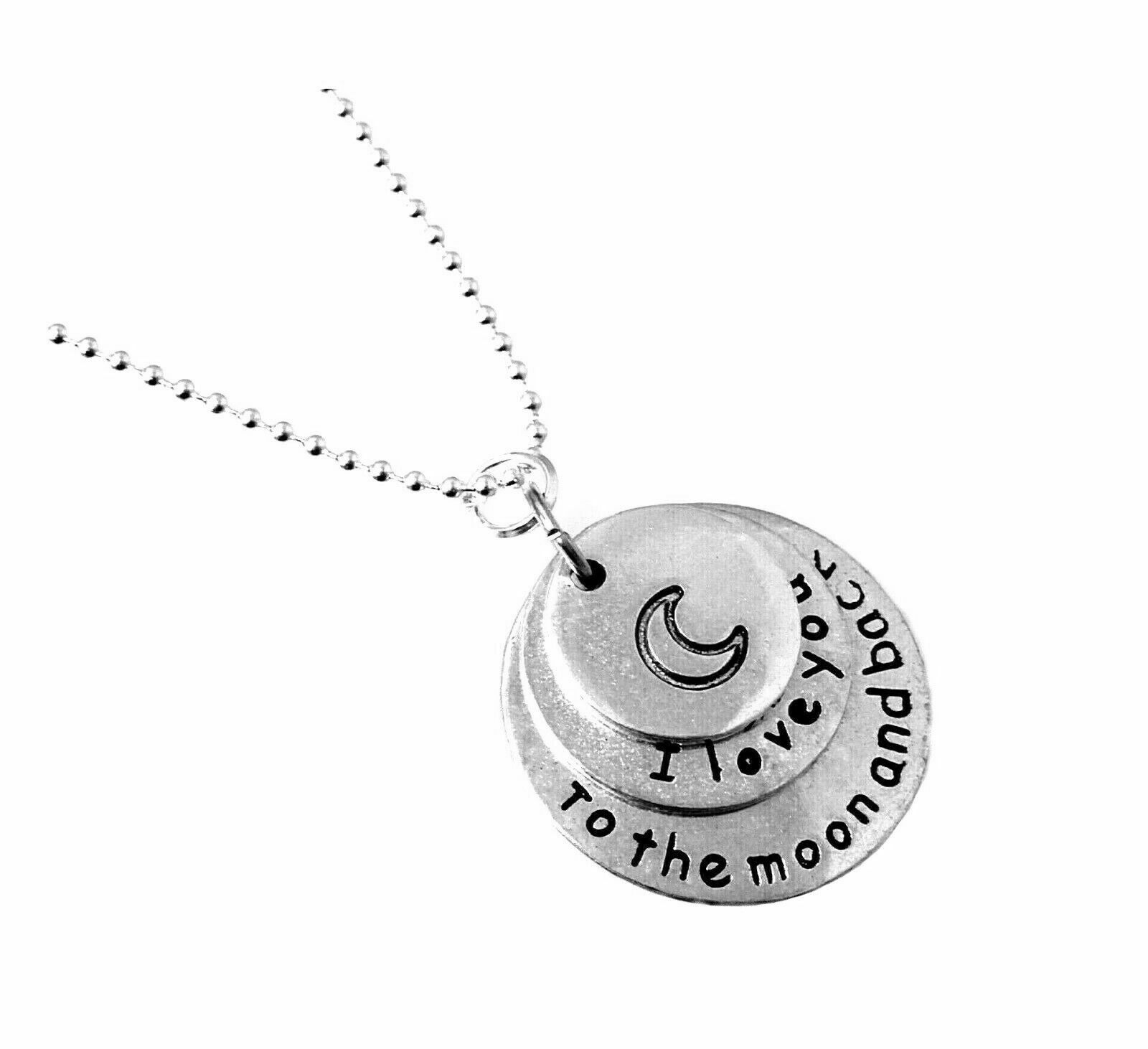 I Love You To The Moon And Back Silver Charm 3 pc Pendant Ball Chain Necklace
