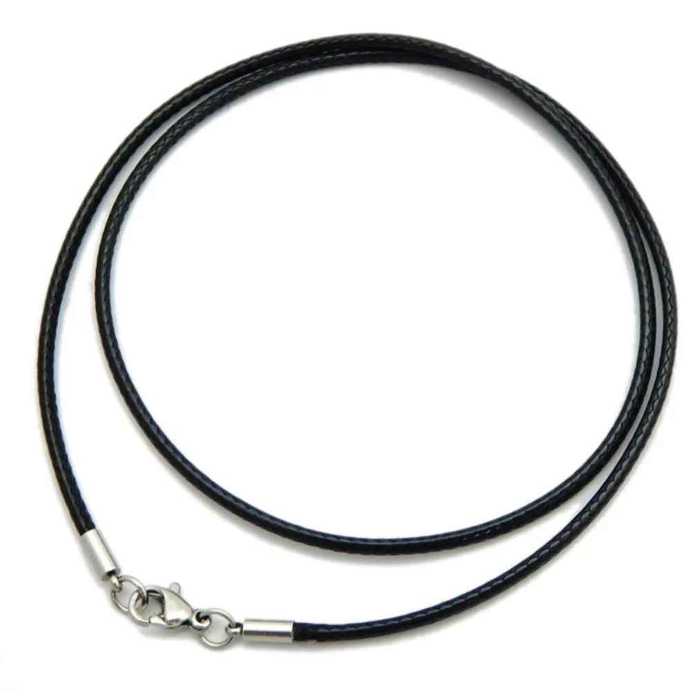 1/1.5/2/3mm Waterproof Braided Leather Chain Cord Rope Necklace w/ Steel Clasp
