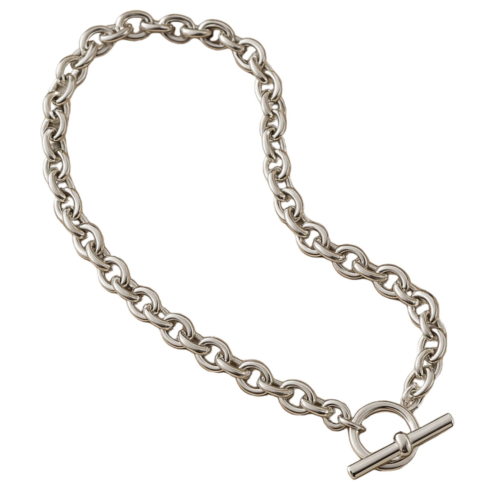 Oval Link Toggle Necklace for Women Heavy Weight 14KT Gold Plated Stainless S…