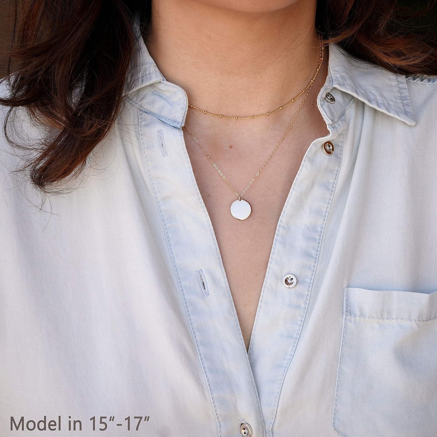 Layering Long Necklace with Heart Pendant – 18k Gold Plated & Adjustable Fit