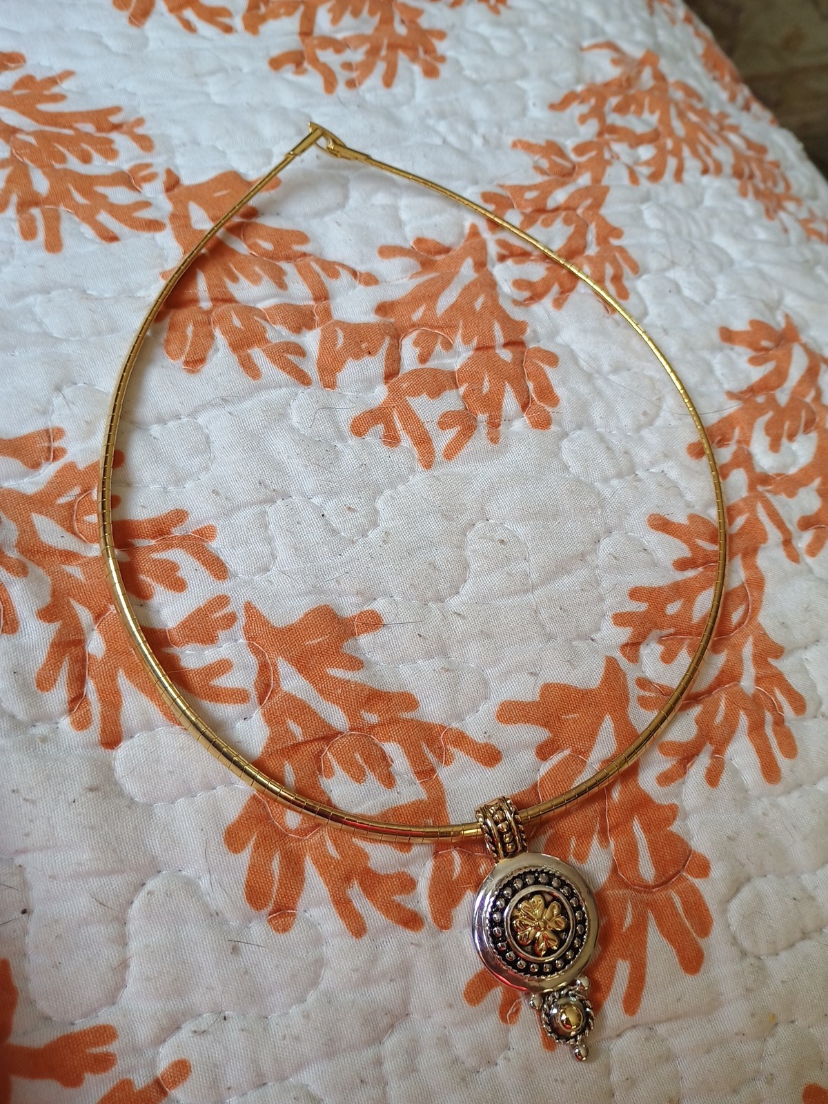 Vintage Roman Signed Etruscan Gold Toned Omega Choker Necklace 15″