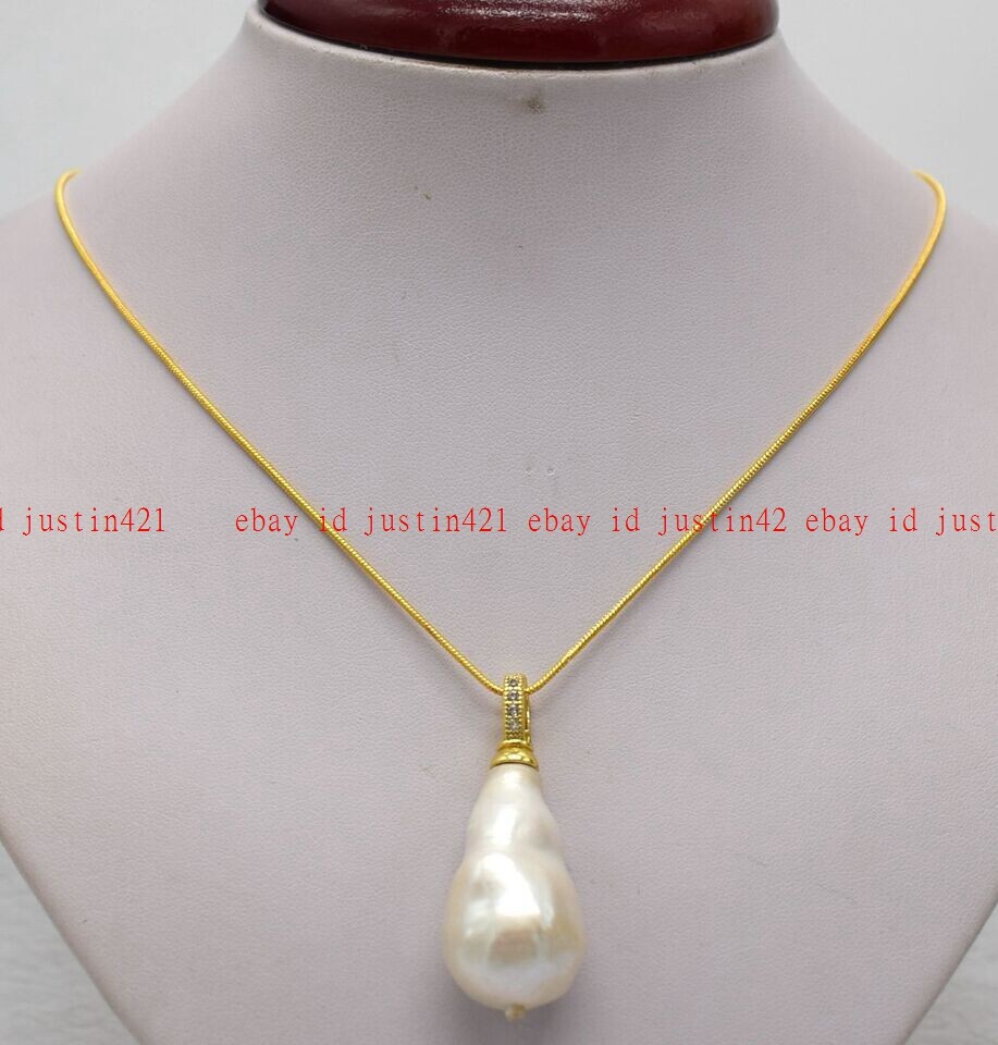 Huge 15x20mm Genuine Natural White Baroque Pearl Necklace Jewelry 16-24 in