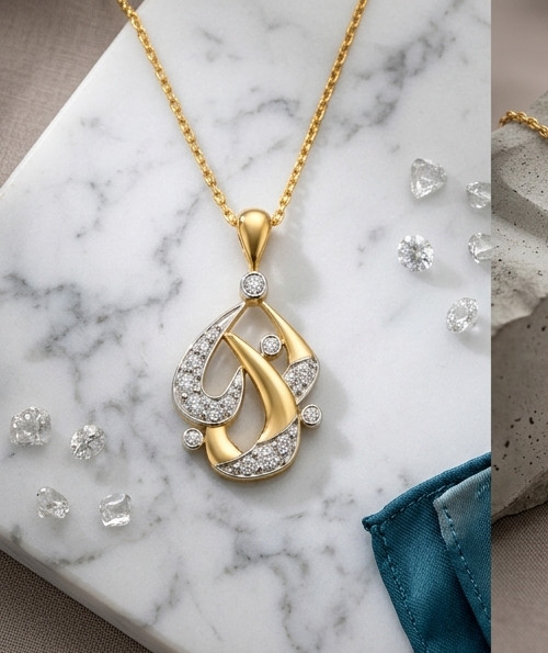 1.00Ct Round Cut Moissanite VVS1 Women Pendant Necklace 14K Yellow Gold Plated