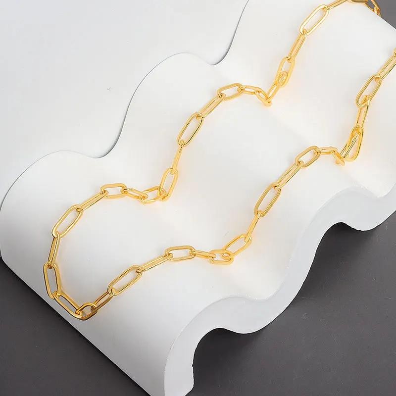 New Solid 925 Sterling Silver Italian Paperclip Rolo Chain Necklace Stamp