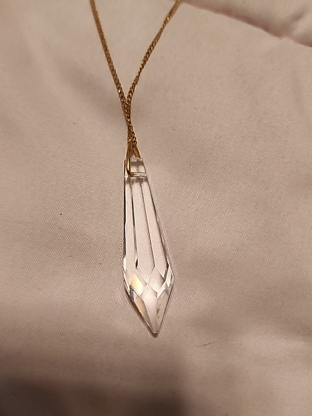 White Colorless Quartz Crystal Hexagonal Point Pendant Healing Amulet Necklace