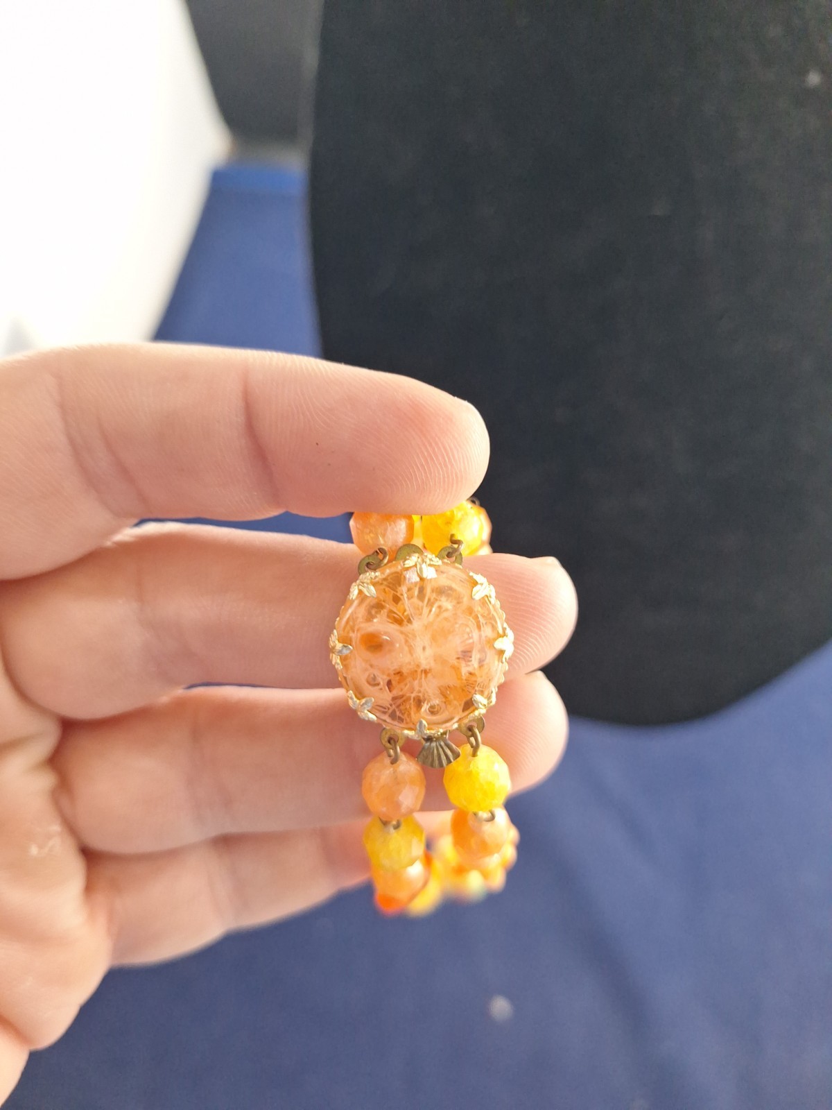 Vtg Multicolor Flower Style Beaded Necklace Retro Fall Look West Germany *9-07