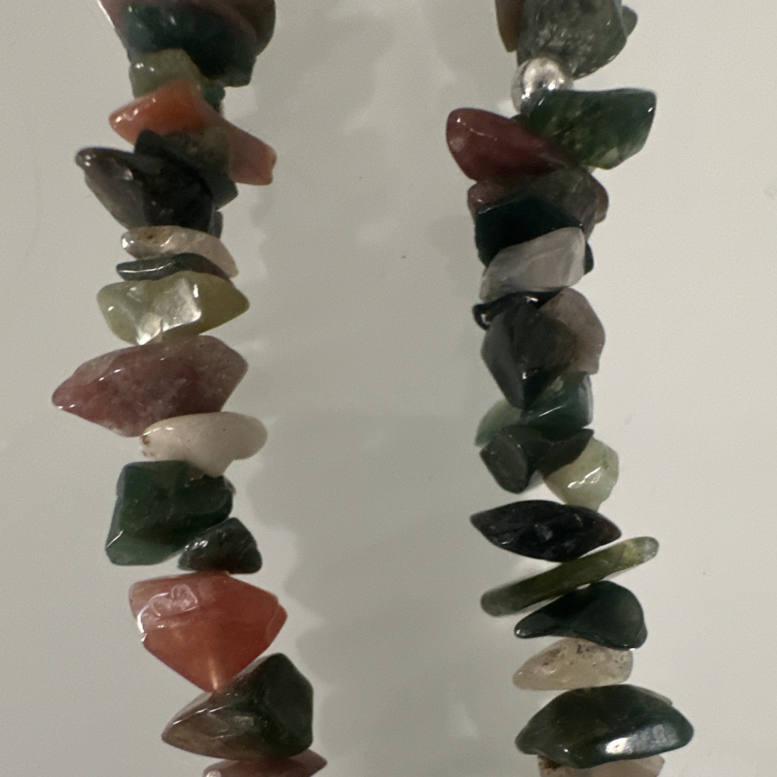 Vintage Fancy Jasper Gemstone Chip Necklace Green Slab Pendant Boho