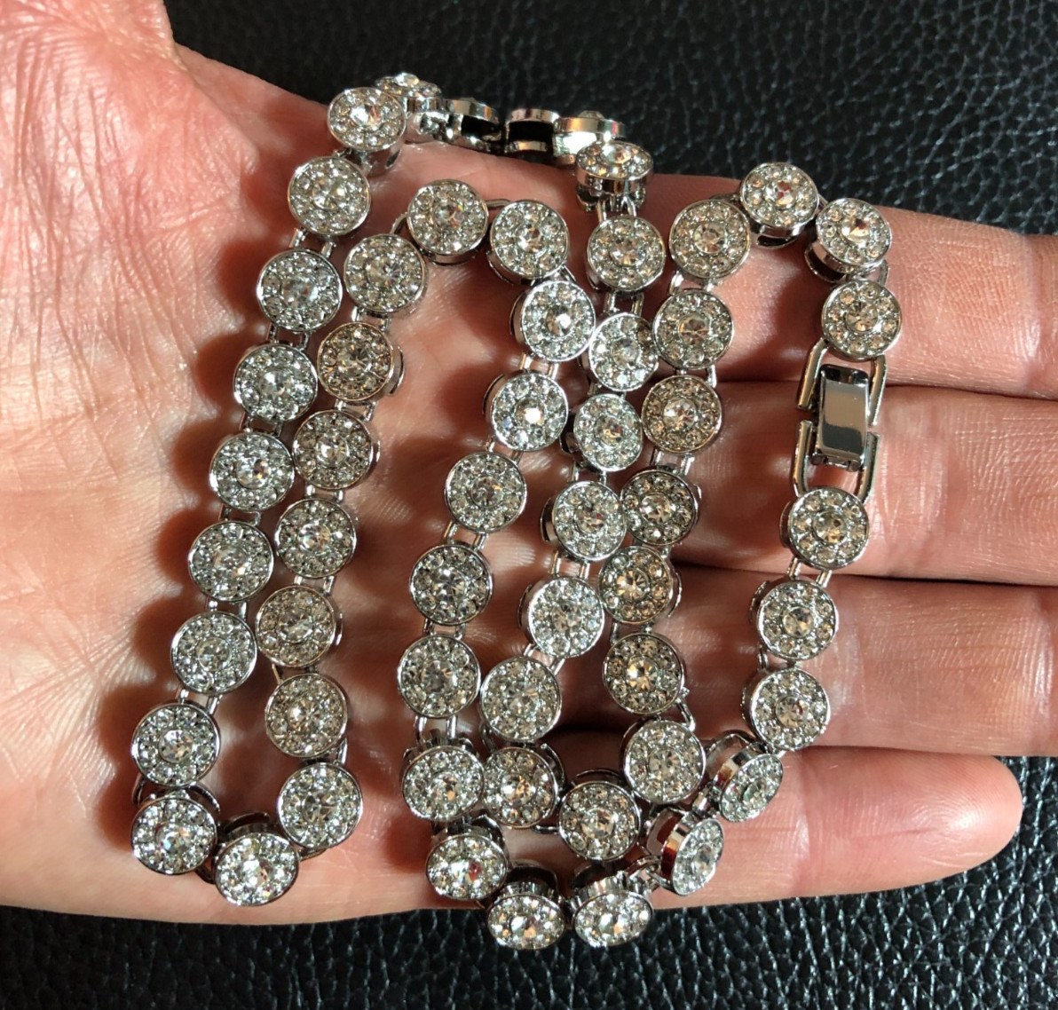 Silver Crystal Rhinestone Tennis Chain Necklace Iced Out Bling Unisex 20″ 8210
